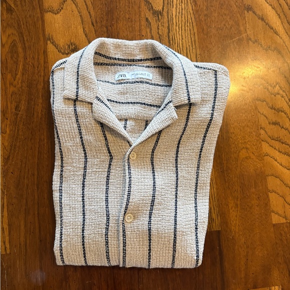 Zara Other - Zara Cream and Black Striped Casual Button Down Shirt
